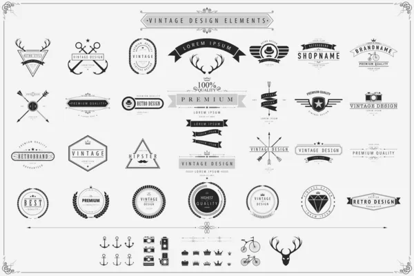 Éléments Design Vectoriel Vintage Étiquettes Style Rétro — Image vectorielle