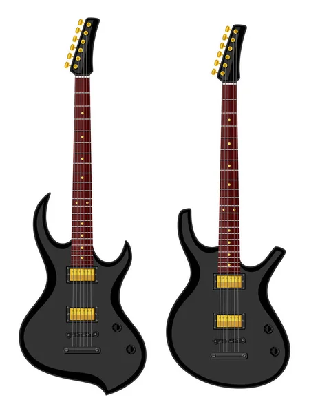Guitarras Elétricas Modernas Design Plano Ilustração Vetorial — Vetor de Stock