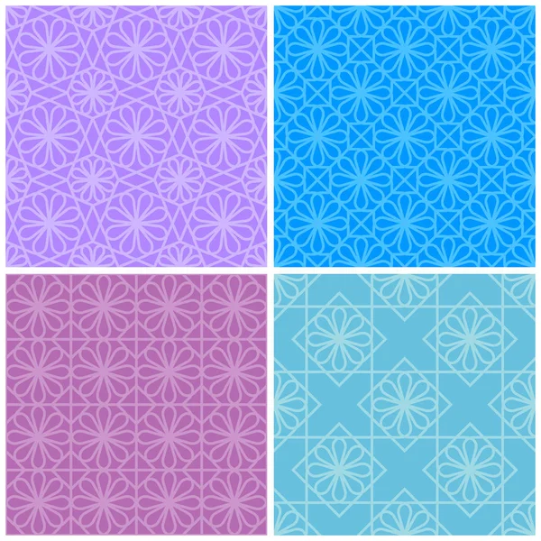 Set Seamless Geometric Patterns Vector Illustration — Stock Vector