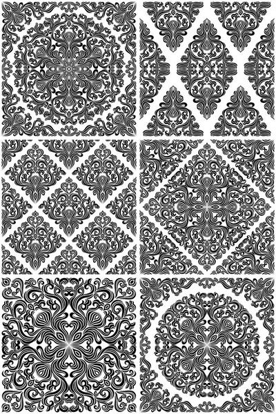 Set Seamless Floral Patterns Vector Illustration — Stock Vector