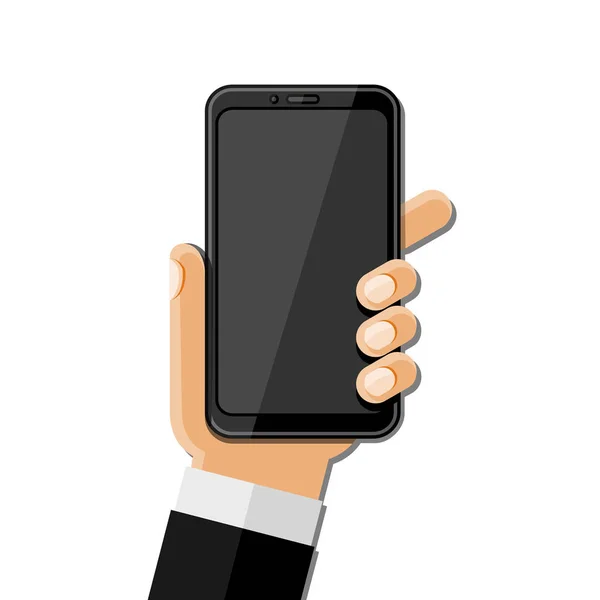 Hand Holding Smartphone Modern Design Element Vector Illustration — Stock Vector