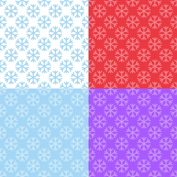 Set Seamless Patterns Snowflakes Vector Illustration — Stock Vector