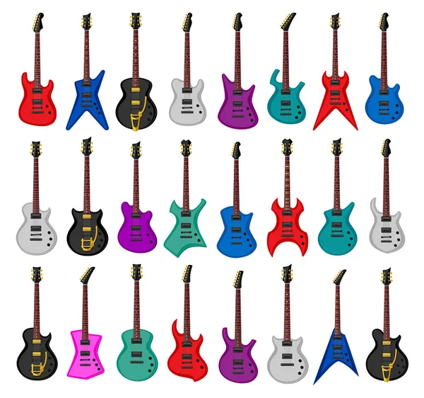 Sæt Elektriske Guitarer Vektorillustration – Stock-vektor