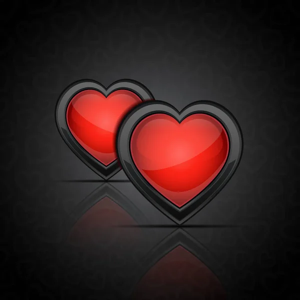 Background Glossy Hearts Vector Illustration — Stock Vector