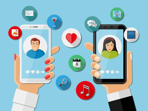 Mobile Dating-App. Konzept des sozialen Netzwerks — Stockvektor
