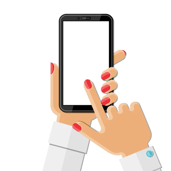 Woman's hand holding smartphone — Stock Vector