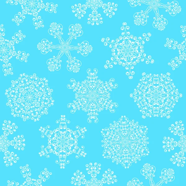 Patrón Sin Costuras Con Copos Nieve Decorativos Ilustración Vectorial — Archivo Imágenes Vectoriales