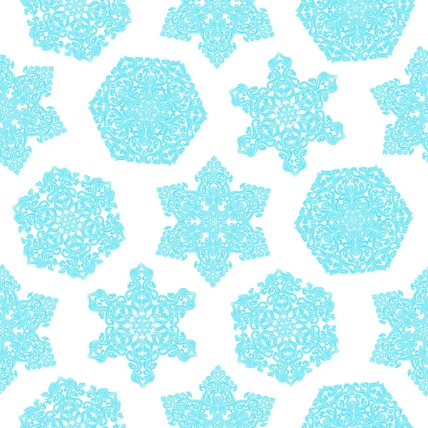 Seamless Pattern Decorative Snowflakes Vector Illustration — Stock Vector
