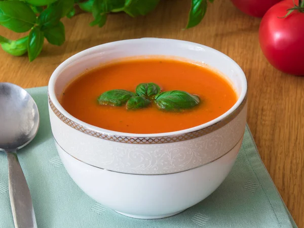 Crème Végétalienne Maison Soupe Aux Tomates — Photo