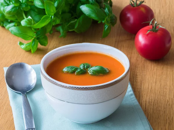 Crème Végétalienne Maison Soupe Aux Tomates — Photo