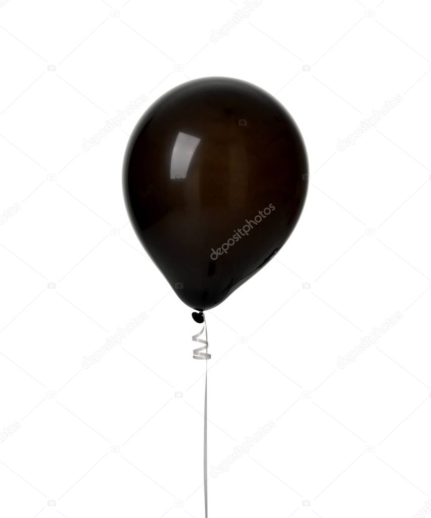 Single big black latex balloon for birthday isolated on a white background