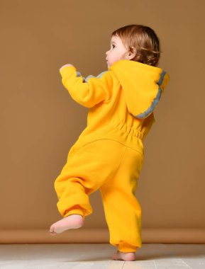 Bebek Çocuk bebek kız çocuk toddler kışın sarı tulum Grey ilk adımları yapmak  