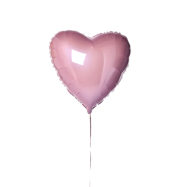 Beyaz izole Doğum günü partisi için tek büyük mor pembe kalp balon nesnesi — Stok fotoğraf