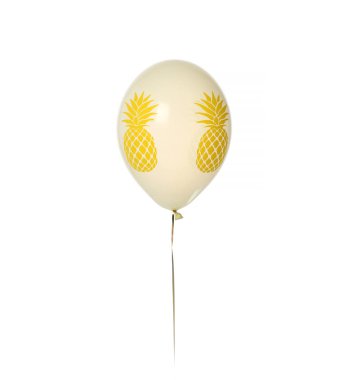 Doğum günü partisi veya beyaz izole sarı ananas ile kutlama için beyaz lateks balon nesne