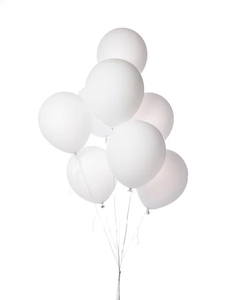 Stelletje blauwe latex witte ronde ballonnen samenstelling voor verjaardag of Valentines Day Party geïsoleerd — Stockfoto