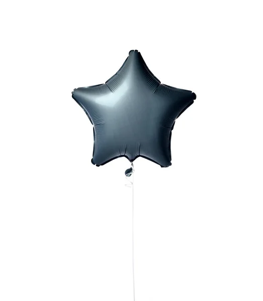 Balão de estrela de látex metálico cinza grande para festa de aniversário isolado em um branco — Fotografia de Stock