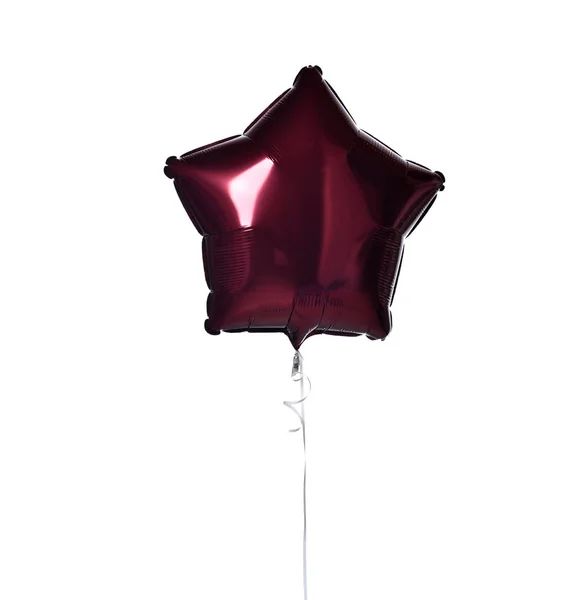 Big red metallic latex star balloon for birthday party isolated on a white — Stock Photo, Image