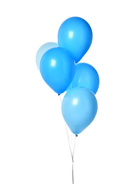 Bando de grandes balões azuis objeto para festa de aniversário isolado em um branco — Fotografia de Stock