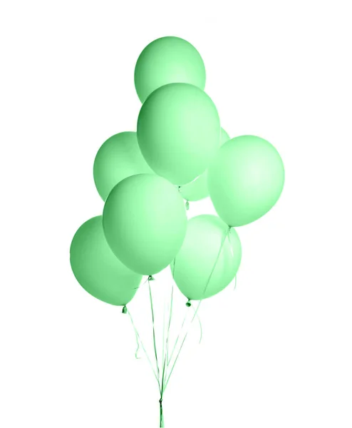 Stelletje grote groene ballonnen object voor verjaardagsfeestje geïsoleerd op een witte — Stockfoto