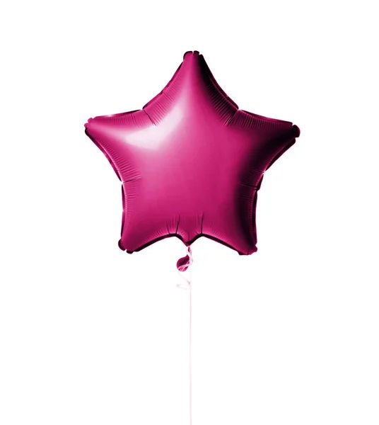 Single light pink red big star metallic balloon object for birthday isolated on white — Stock Photo, Image