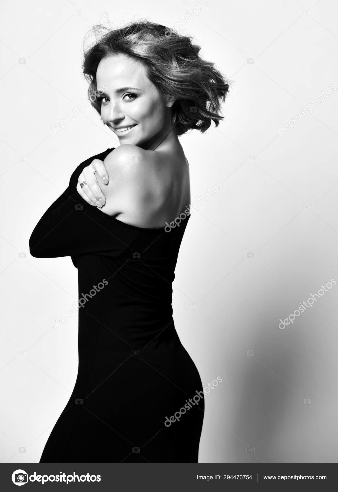 Beautiful Woman Actress With Curly Hair Happy Face Emotions In