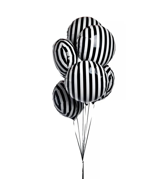 Ramo de grandes rayas en blanco y negro globos objeto para fiesta de cumpleaños aislado en un blanco —  Fotos de Stock