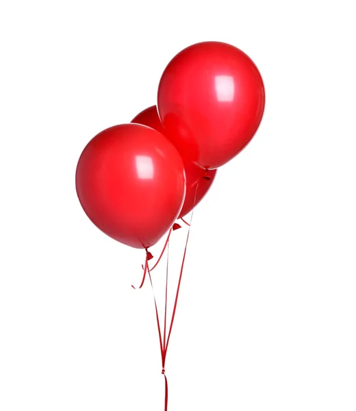 Banda dużych czerwonych balonów obiekt balon na urodziny lub Walentynki odizolowany na białym — Zdjęcie stockowe