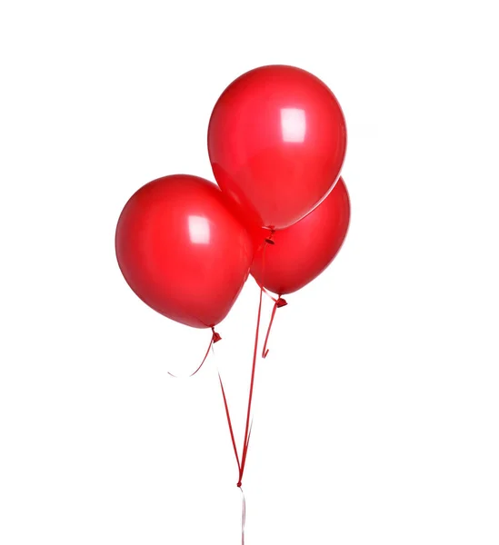 Bando de grandes balões vermelhos balão objeto para festa de aniversário ou dia dos namorados isolado em um branco — Fotografia de Stock