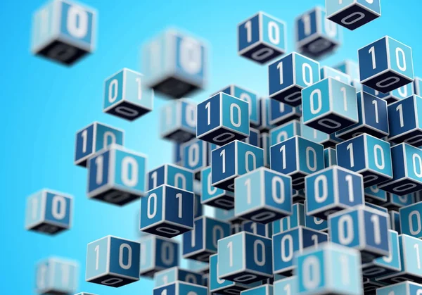 Internet Digital Big Data Management Concept Cube Colored Binary Numbers — Stock Photo, Image