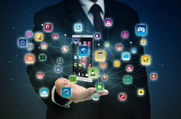 Konzeptionelles Image Von Smartphone Applikationen Und Software Internet — Stockfoto