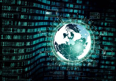 Büyük veri Internet bilgi teknolojisi kavramı. 3D render karışık teknik.