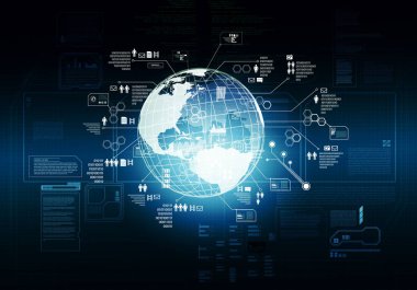 Büyük veri Internet bilgi teknolojisi kavramı. 3D render karışık teknik.