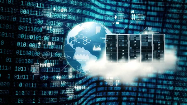 Grote Internet Gegevens Cloud Server Conceptuele Afbeelding Rendering Mixed Media — Stockfoto