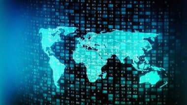 Kavramsal görüntü dünya geniş veya genel Internet veri akışı ve işleme bilgi teknolojisi sanal dünyada