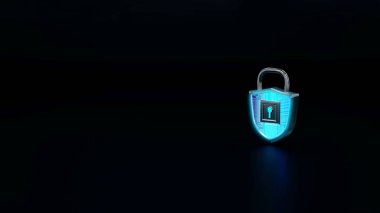 Dijital asma kilit ile Internet cyber güvenlik kavramsal çizimi. 3D render karışık teknik.