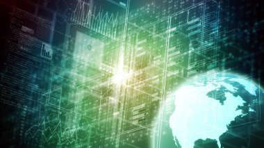 Internet veri bilim ve büyük veri illüstrasyon kavramsal kavramı. 3D render ve karışık teknik.