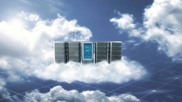 Internet Cloud Server Concept Mixed Media Render Sky Background — Stock Photo, Image