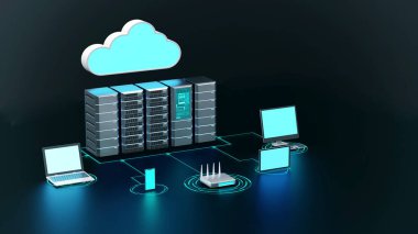 İnternet bulutu ve Bilgisayar kablosuz ağ kavramı