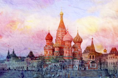 Moskova 'daki Kızıl Meydan' daki Aziz Basil Katedrali