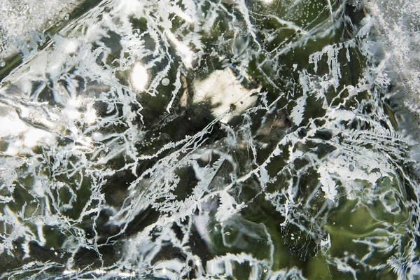 Текстура Замороженного Льда Рисунком Озере Зимой — стоковое фото