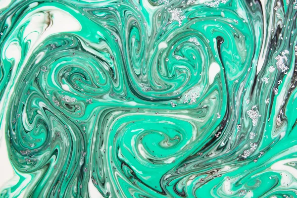 緑と黒の大理石の抽象的な美しいパターン アクリルの水にしゅうちょうの東部の画風は 渦巻きを描画します 本物の高級色のスタイリッシュなミックス — ストック写真
