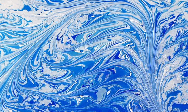 Abstracto Hermoso Patrón Mármol Azul Estilo Oriental Pintura Ebru Agua — Foto de Stock
