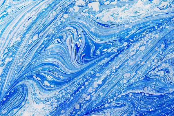 抽象的な美しい青い大理石のパターン アクリルの水にしゅうちょうの東部の画風は 渦巻きを描画します 自然な高級のスタイリッシュな組み合わせ — ストック写真