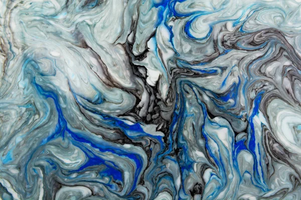 Abstraktní Krásné Modré Mramorový Vzor Černou Barvou Východní Styl Ebru Stock Obrázky