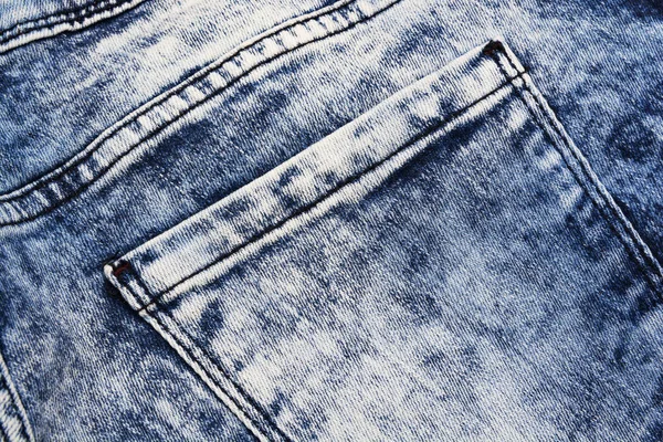 Textura Calça Azul Desgastada Com Bolso Fundo Ganga — Fotografia de Stock