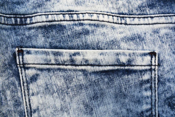 Tekstura Niebieski Postrzępionych Dżinsów Kieszeni Tło Denim — Zdjęcie stockowe