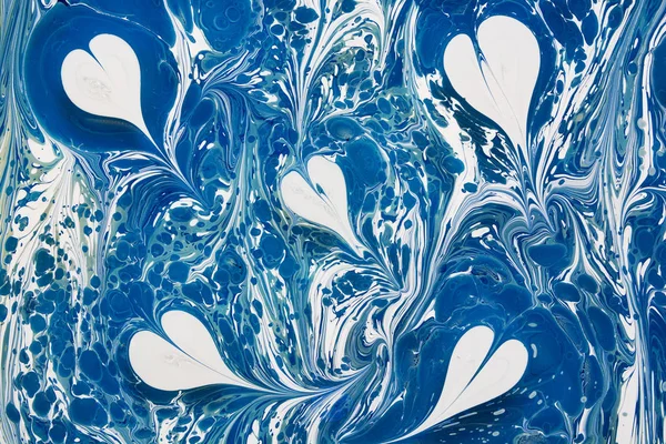Krásné Abstraktní Technika Ebru Modré Barvě Turecký Styl Malování Ebru — Stock fotografie