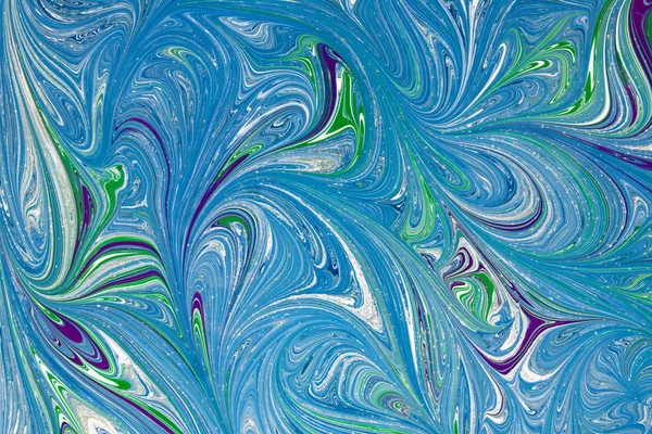 美しい抽象的な描画手法しゅうちょう青で アクリルの水にしゅうちょうの絵画 トルコのスタイルは 渦巻き波を描画します 天然高級のスタイリッシュな組み合わせ — ストック写真