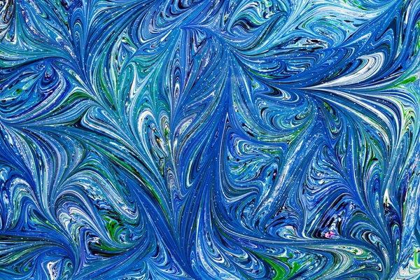 Beautiful Abstract Drawing Technique Ebru Blue Turkish Style Painting Ebru — Stock Photo, Image