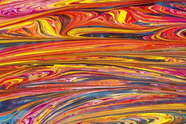 Güzel soyut resim bir resim tekniği Ebru. Türk Ebru tarzı su üzerinde akrilik boyalar ile dalga dalgası. Lüks şık kombinasyonu. Çağdaş sanat mermer sıvı doku 